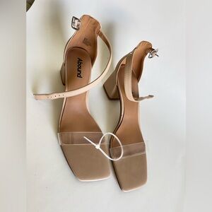 Abound Beige Clear Strap Block Heel Sandals
